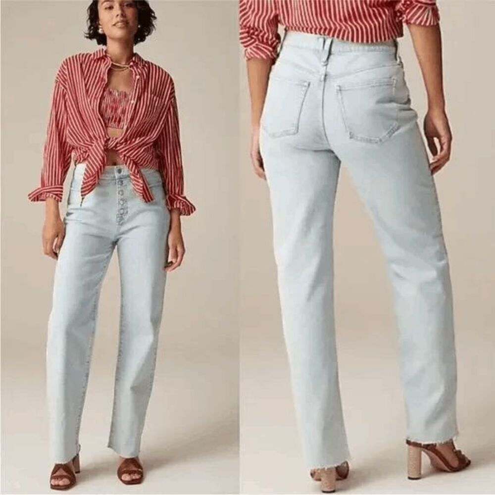 NWT J.CREW Women's Full-length slim wide-leg jeans denim in Doriel wash Size‎ 24